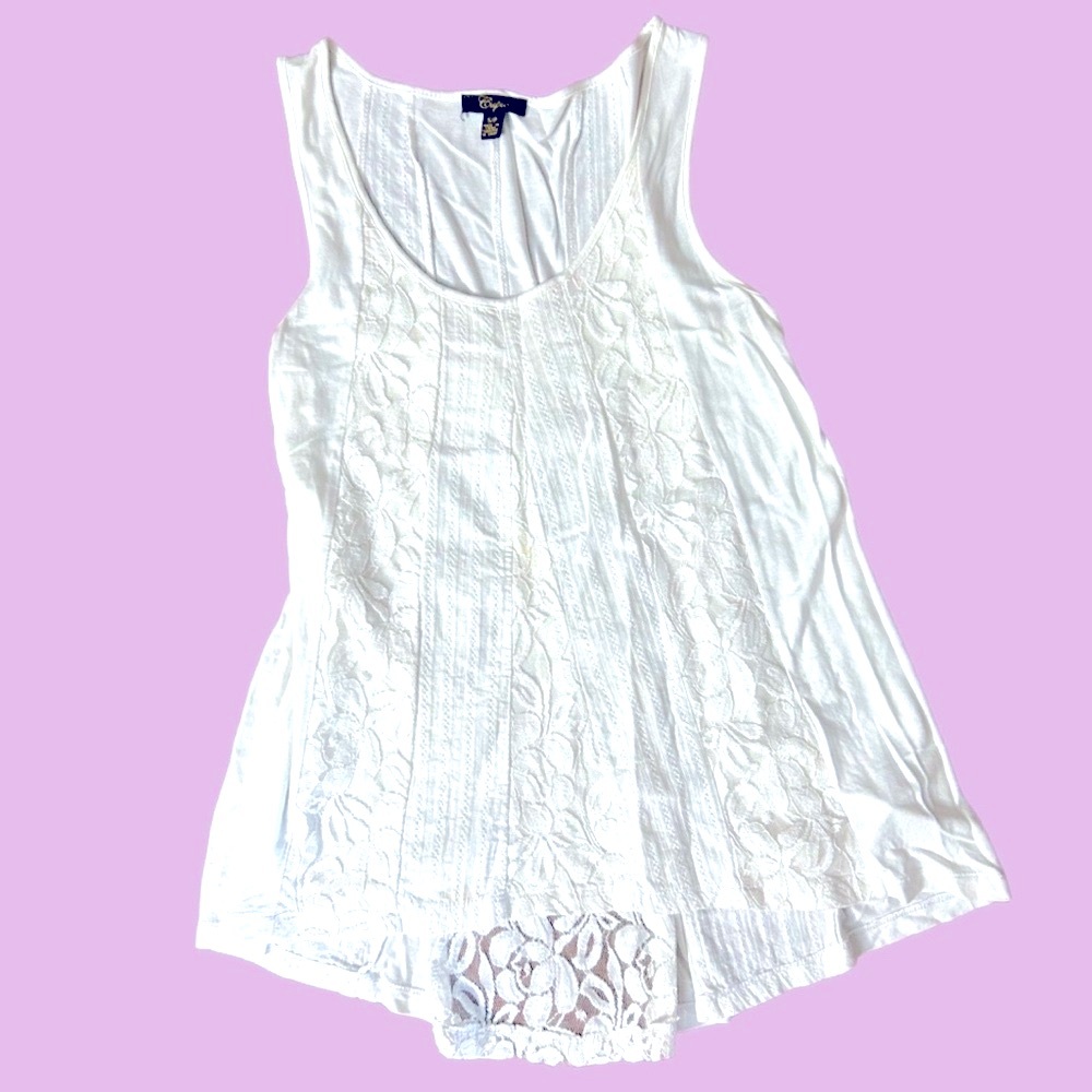 Small White Lace Sleeveless Top/tunic